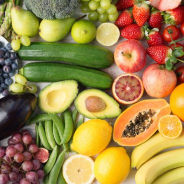 Rainbow fruits and vegetables top view royalty free image 924858812